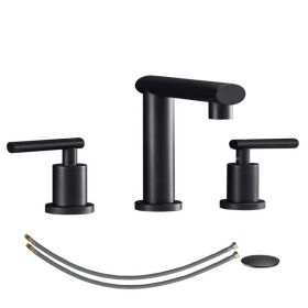 Matte Black Widespread Bathroom Faucet, Waterfall Bathroom Faucets for Sink 3 Hole