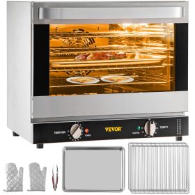 Commercial Convection Oven, 66L/60Qt, Half-Size Conventional Oven Countertop, 1800W 4-Tier Toaster w/ Front Glass Door