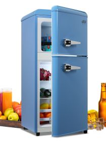 3.5 Cu.ft Compact Refrigerator, Retro Mini Fridge with Freezer, Small Drink Chiller with 2 Door Adjustable Mechanical Thermostat for Home, Office